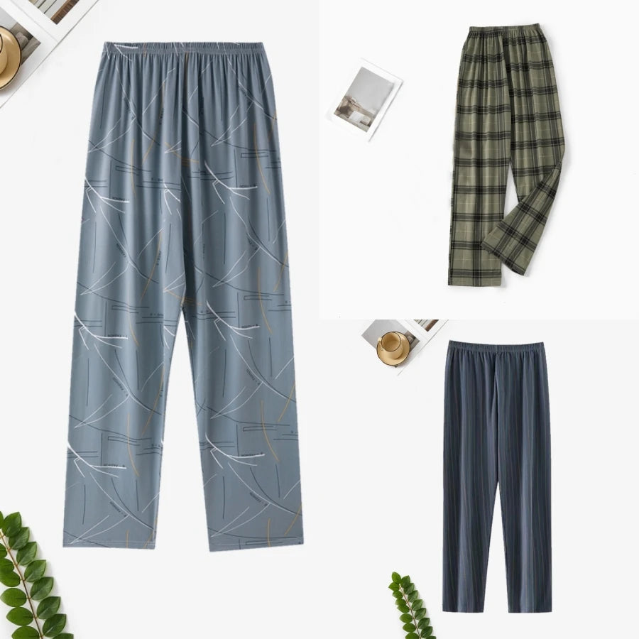 Pajama Pants Men's Spring and Autum Trousers Casual Trousers Autum and Winter Thin Home Trousers Long Loose Home Trousers