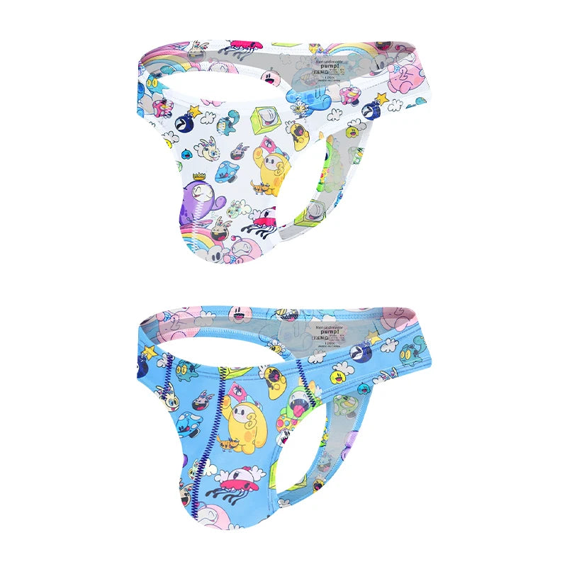 1/2/3PCS Man Thongs Underwear Hot Sale Modal Graffiti Printed Sexy Men Underpant Quick Dry Slip Panties Jockstrap Men's Thongs