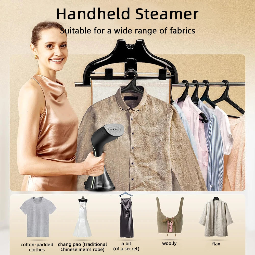 Portable Steam Hanging Iron 1500W Handheld Garment Steame 3 steam modes Water shortage protection Automatic power off with brush