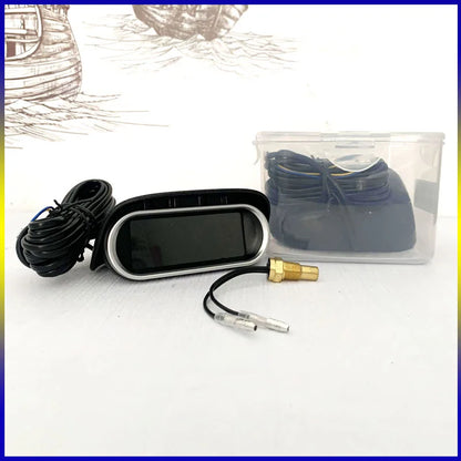 12V 24V Digital Water Temperature Gauge + Volt Water Temperature Sensor Head Plug Joint Pipe Sensor Radiator Hose Adapter 1/8NPT