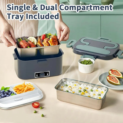 Electric Heated Lunch Box for Adults 100W 3-IN-1 2 Pack 1.8L Containers Heating Lunch Box for Men Portable Double Layer Fast He