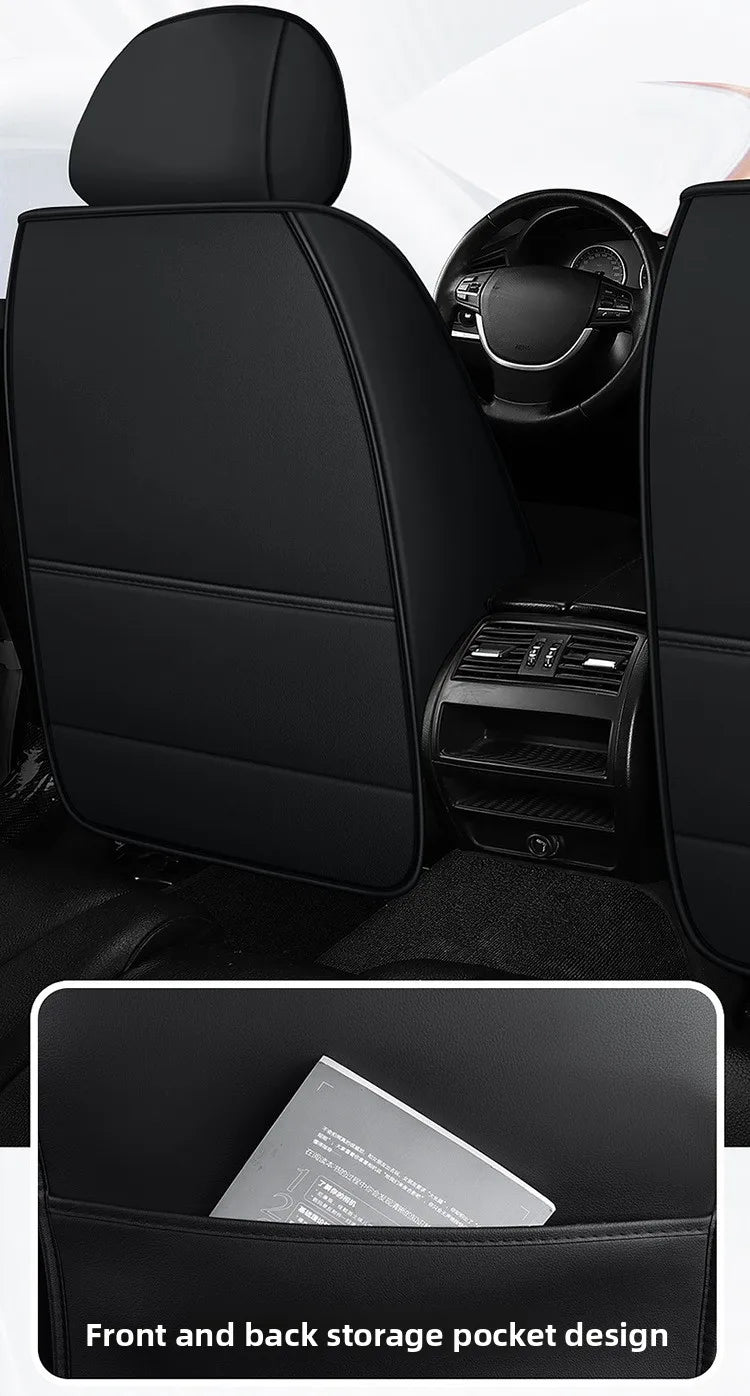 Universal Auto Split Seat Car Full Seat Cover Breathable Ice Silk Nappa Leather Car SUV Cushion Full Seats Cover Protection