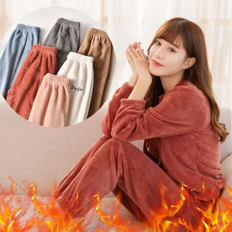 Thickened Fluffy Sleepwear Long Sleeve Men's Coral Fleece Pajamas Warm Home Clothes Set Loose Fit Outerwear in Autumn And Winter