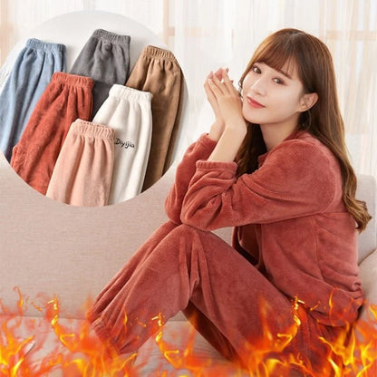 Thickened Fluffy Sleepwear Long Sleeve Men's Coral Fleece Pajamas Warm Home Clothes Set Loose Fit Outerwear in Autumn And Winter