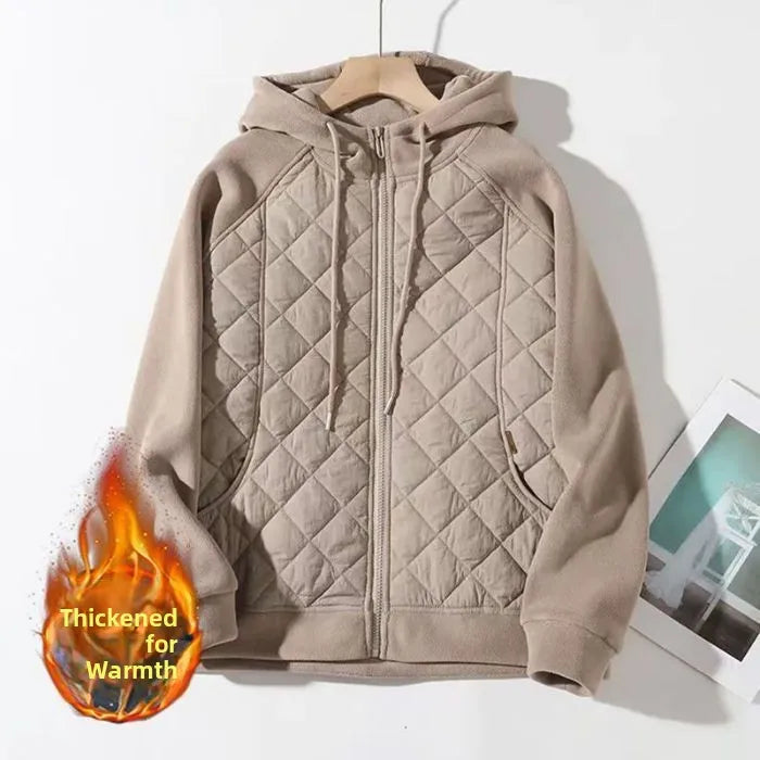 Women's Thickened Cotton Jacket Hooded Zipper Windproof Autumn Winter New Style Korean Version Large Size Casual Hoodie