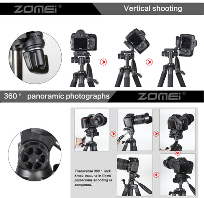187cm/73.6in Tall Zomei Aluminum Alloy Portable Tripod for Camera DSLR Canon Nikon, 360 Degree Panorama Photography Phone Stand