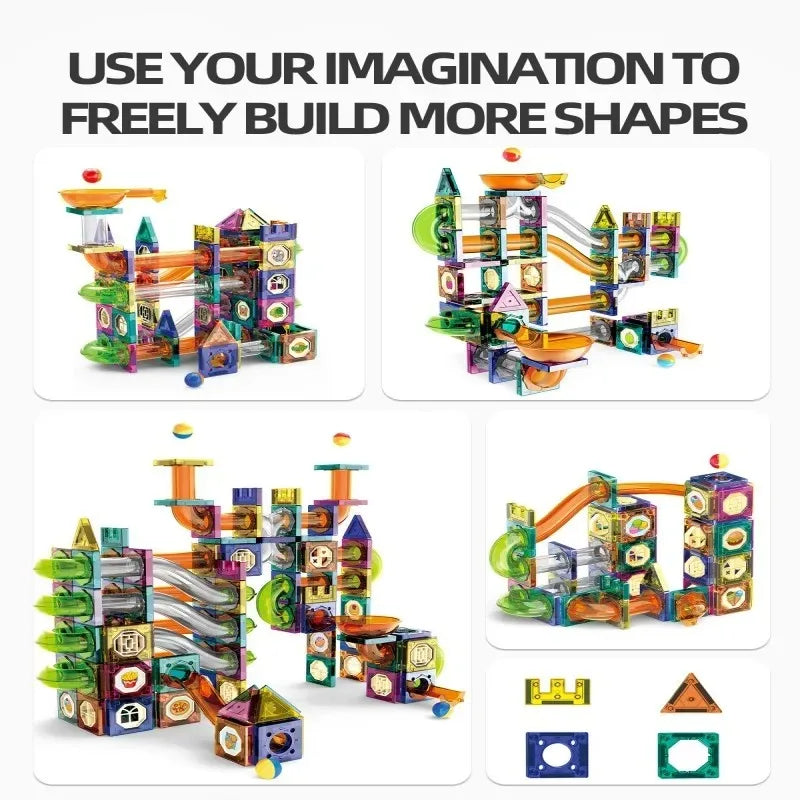Educational Colorful Magnetic Sheet for Kids Toys with Slide Ball Building Blocks Pipe Magnet Splicing Track Puzzle Toy Window