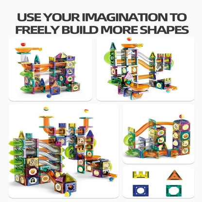 Educational Colorful Magnetic Sheet for Kids Toys with Slide Ball Building Blocks Pipe Magnet Splicing Track Puzzle Toy Window