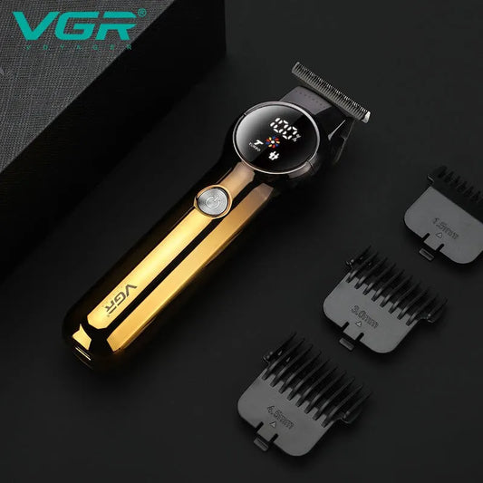 VGR 989 Men's Hair Clipper Gradient Color Body Hair Trimmer USB Dual Use Pusher Powerful LED Intelligent Digital Display Pusher