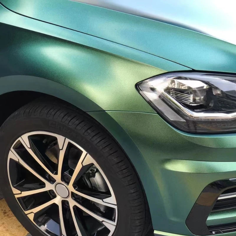 Premium Sparkle Metallic Chameleon Vinyl Wrap Film Roll Green to Gold Adhesive Decal Vehicle Car Wrapping with Air Release