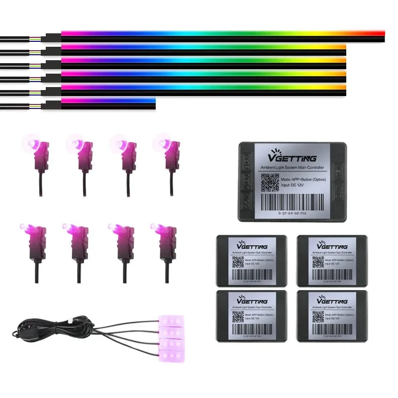 For Tesla Model 3 Model y Car Ambient Lights RGB 64Colors LED Interior Hidden Acrylic Strip Symphony Atmosphere Lamp Accessories