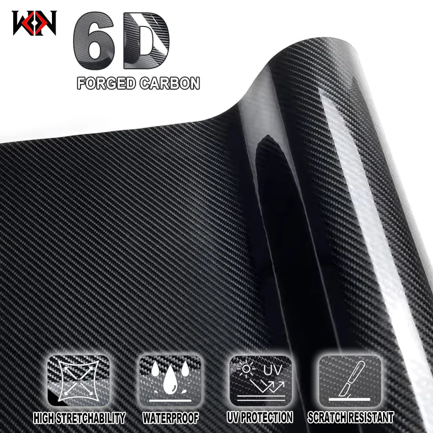 6D Carbon Fiber Vinyl Foil Film Ultra Gloss Waterproof Decoration Film Auto Wrap Sticker for Laptop Phone Case Motorcycle