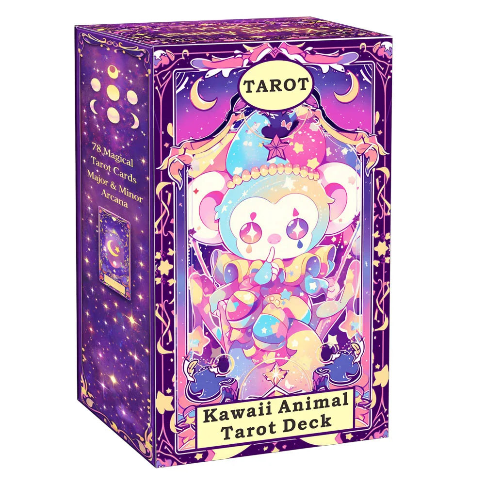 Kawaii Animal Tarot Cards Set, 78 Cards, 13x8 Cm, Includes Paper Instructions, Perfect for Beginners