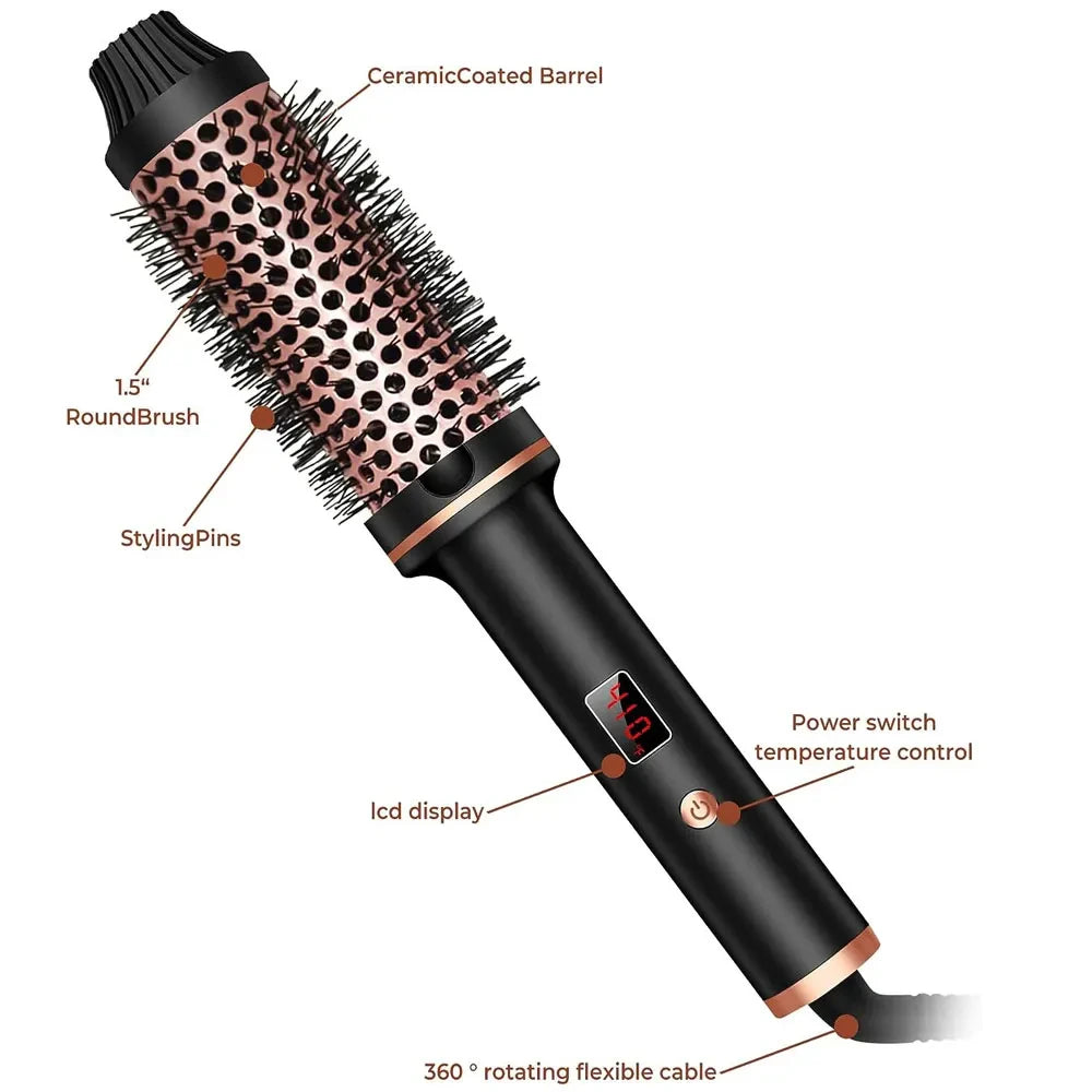 TINSOL 3-in-1 Ion Curling and Straightening Iron Professional Curling Wand Heated Styling Comb Heat-Resistant Comb
