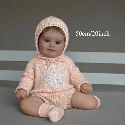 BZDOLL 50CM 20IN 3D-Paint Skin Reborn Baby Cloth Body Doll Toy For Kids with Pacifier Doll Lovely Princess Toddler Birthday Gift