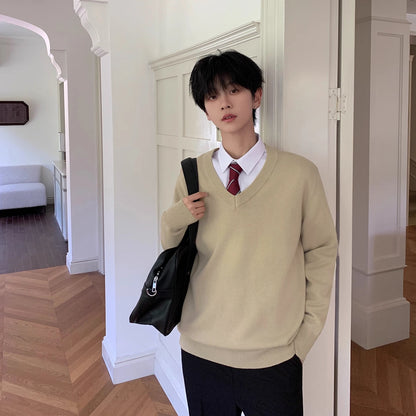 Long Sleeve Knitted Sweater Pure Color Crew Neck Inner Wear for Men And Women Casual Autumn Winter Leisure Cotton Sweater
