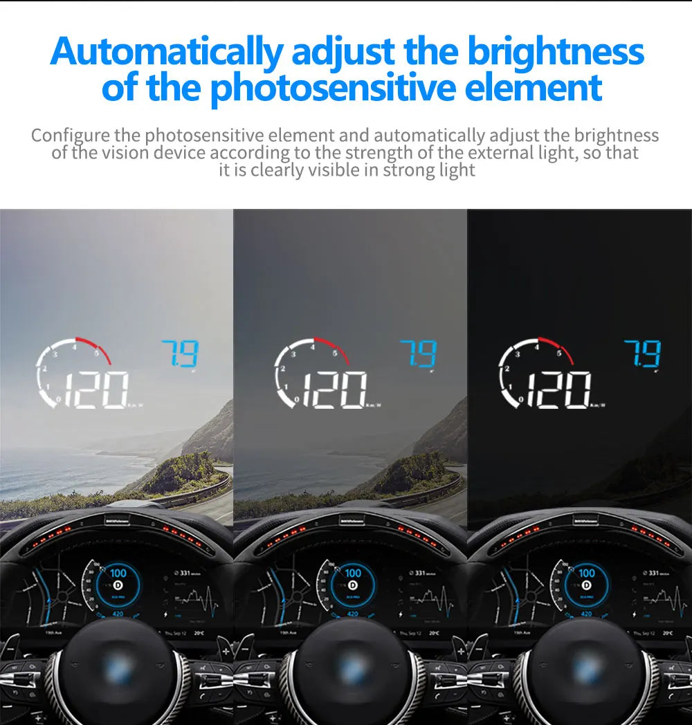 Car M10 Hud Display OBD2 HUD Head Up Display Km/H Speedometer Windshield Projection Overspeed Warning Digital On Board Computer