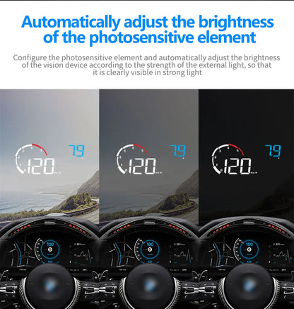 Car M10 Hud Display OBD2 HUD Head Up Display Km/H Speedometer Windshield Projection Overspeed Warning Digital On Board Computer