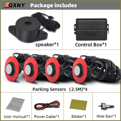 Flush Mount 4 Probe Reverse Parking Sensor Adjustable Depth Bumper Backup Radar System with Distance Alert  Aid