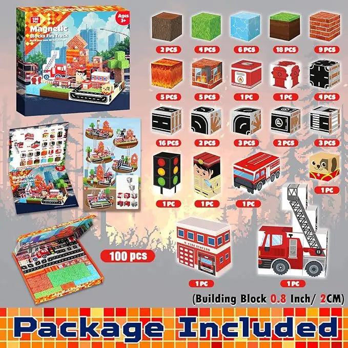 Magnetic Building Blocks Mine World Magnet Cube for Stacking Construction Set Educate Sensory Toys Kids Boys Girls Ages 3+ DIY