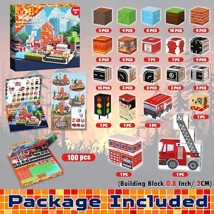 Magnetic Building Blocks Mine World Magnet Cube for Stacking Construction Set Educate Sensory Toys Kids Boys Girls Ages 3+ DIY