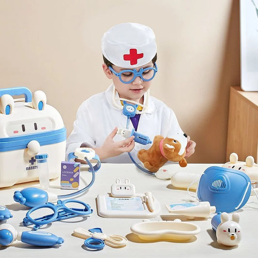 Kids Doctor Play Set Medical Kit Toys Educational Role Play Gift with Stethoscope Syringe Dentist Tools for Boys & Girls