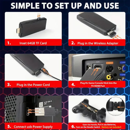 Basix 2.4G Dual Wireless Video Game Stick Joystick Console Gaming Stick 4K 20000+ Gaming 64GB Retro Gaming Thanksgiving Gift