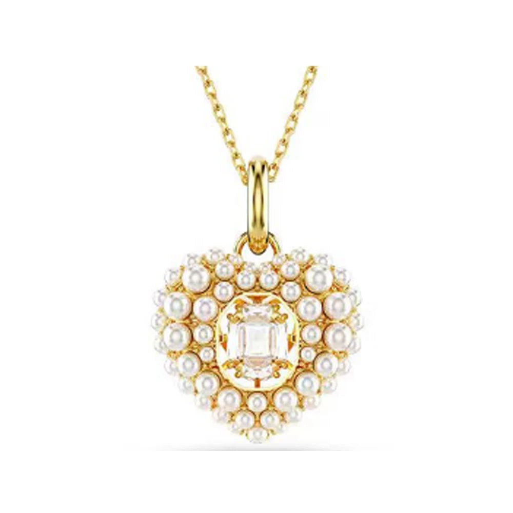 New Swa Concealed Pink Heart shaped Romantic Pendant Kirin Fashion High end Moon Versatile Accessory Necklace