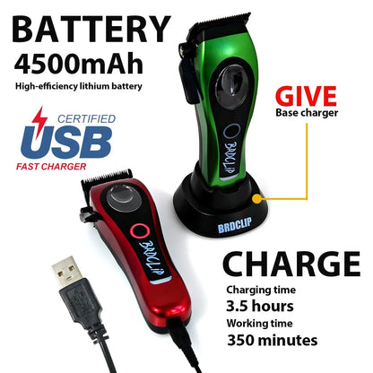 New Professional BRDCLIP M3C 8800RPM High Motor Hair Clipper DLC Blade Barber with Base 4500mAh Hair Cutting Machine Men Trimmer
