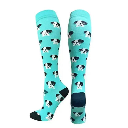 Sport Compression Stockings Funny Pattern Halloween ballon Dot Leg Pressure Running Cycling Multi Color Compress Socks