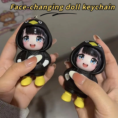 Gugugaga Penguin Keychains Anti-stress Keycap Keychains Cute Penguin Girl Keyrings Bag Charms Gifts 키캡