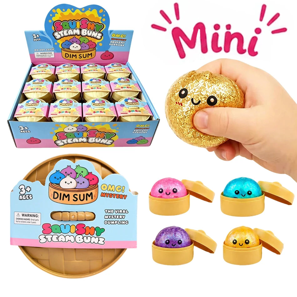 Glitter Dumpling Squishy ULTRA RARE Gold Glitter Hidden Edition Dumplings Sensory Steamer Soft TPR Dough Ball for Stress Relief