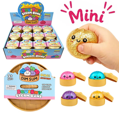 Glitter Dumpling Squishy ULTRA RARE Gold Glitter Hidden Edition Dumplings Sensory Steamer Soft TPR Dough Ball for Stress Relief