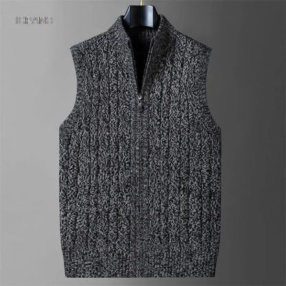 Half Zipper Sleeveless Men Korean Clothes  Jumper For Men  Vintage Sweater  Streetwear Black Vest  Jackets Pullovers Knit