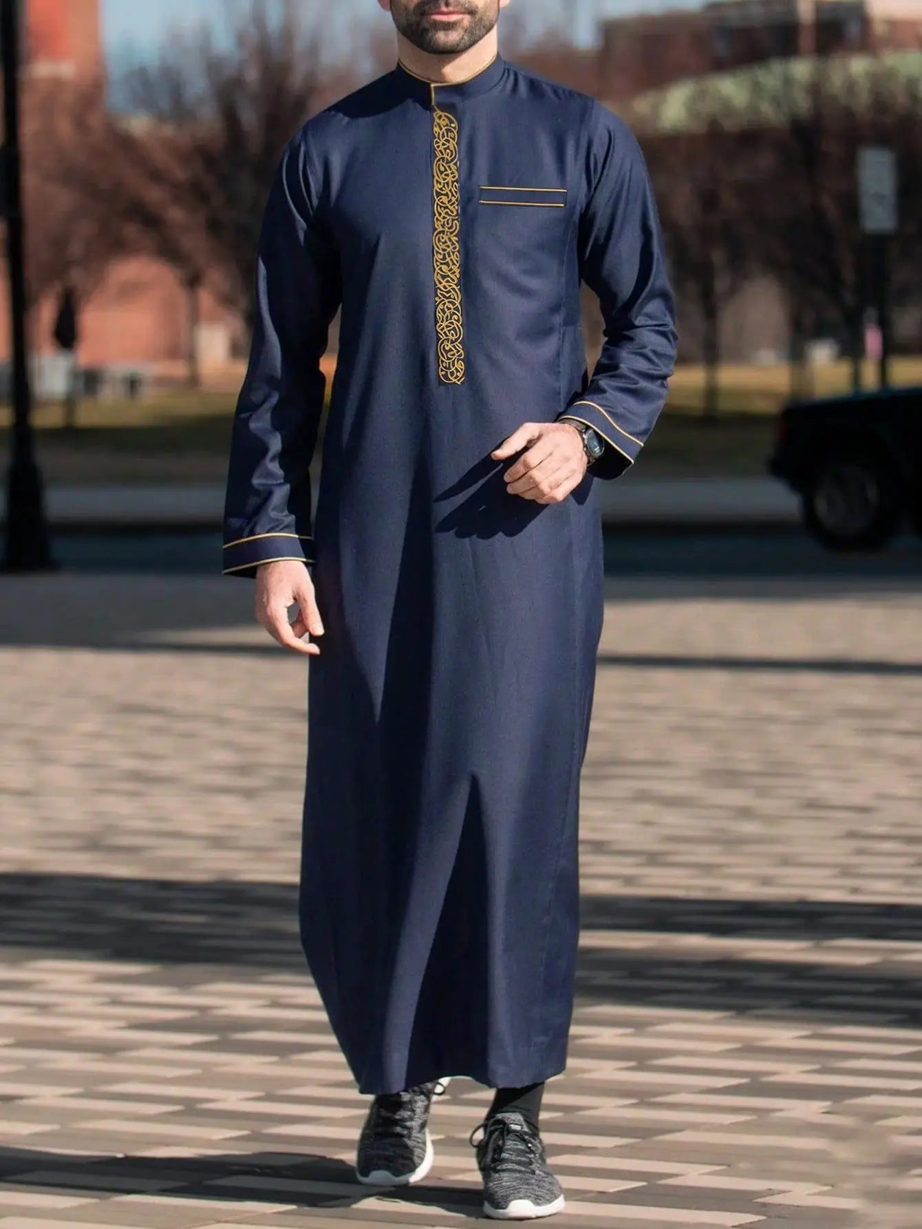 Stand up collar embroidery casual ethnic clothing loose men's clothing