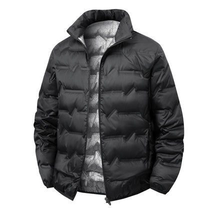 Solid-color middle-aged down jacket for winter warmth, padded lapel cardigan, thick and versatile down jacket
