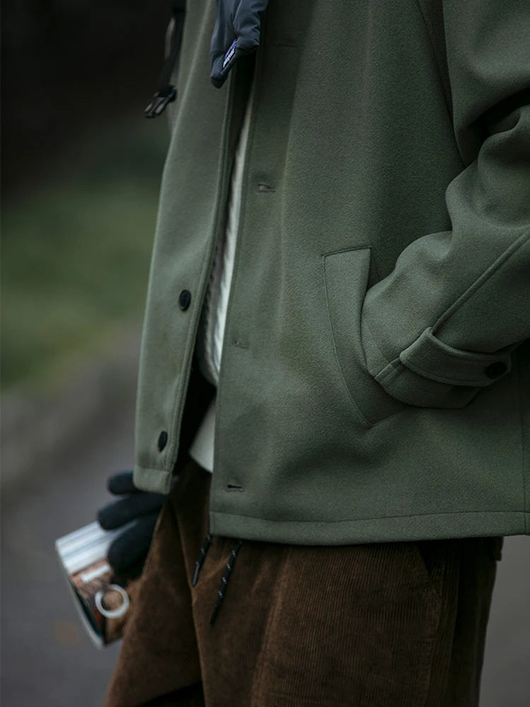 American Retro Loose Men's Woolen Jacket Thickened Casual Short Cotton Coat for Autumn Winter Versatile Warm Flannel Coat