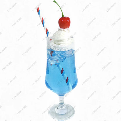 Blue Soda Drink Cup Craft Soda Ice Cream Topping Glass Cup Creative Gift Handicraft Desk Ornaments Girls Room Decoration Gift