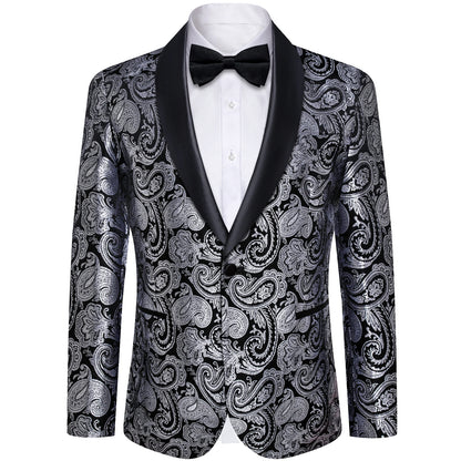 Men's Suits Blazer Green Red Silver Color Paisley Luxury Wedding Prom Business Banquet Suit Coat Men Clothing Jacket
