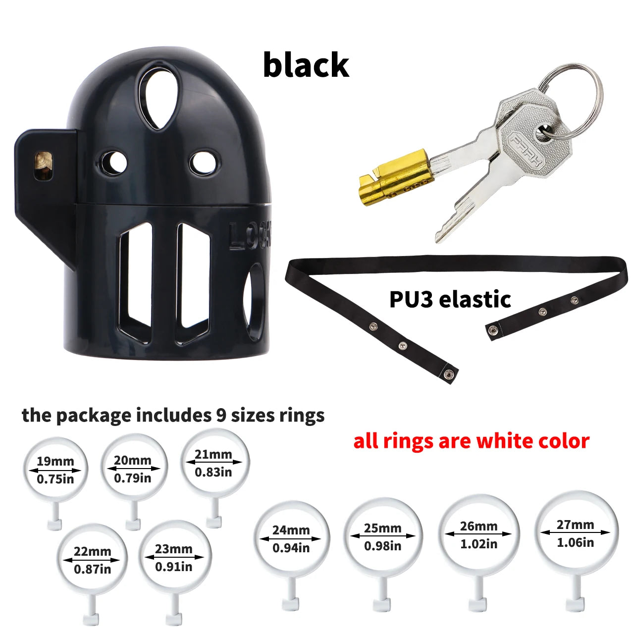FRRK ABS Mixed Color Male Chastity Cage Lightweight Breathable Hollow Straight Plastic Cock Lock No Base Rings Ergonomic Design