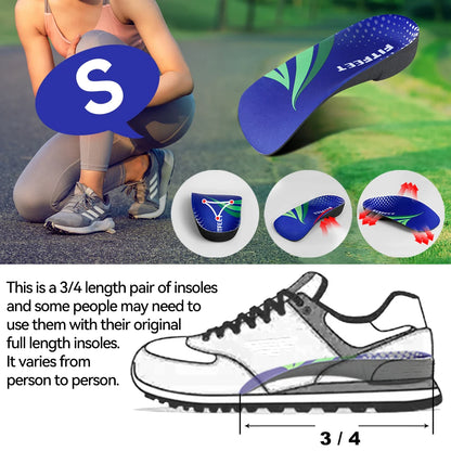 RooRuns Orthopedic Arch Support Shoes Insoles 3/4 Length Flat Feet Shoes Pads for Feet Plantar Fasciitis Heel Pain Relief Unisex
