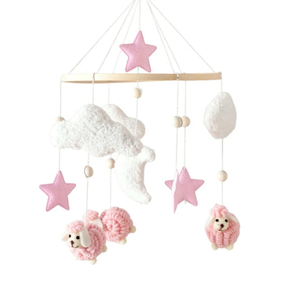Baby Mobile Toy Wooden 0-12 Months Rattle Toy Baby Crib Mobile Toy Teddy Plush Alpaca Crib Bell Hanging Toy Baby Crib Bracket