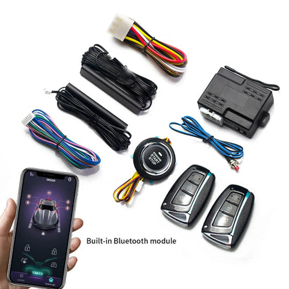 Universal 12V Car Smart Keyless Entry Bluetooth Remote Start System Start Stop Ignition Button Car Alarm Accessories