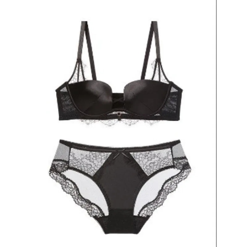 Set Intimo Pizzo Leopardato Chic Stile Francese Reggiseno Push Up Seno Piccolo Antiaccadimento Taglie Comode S-XL Hot Sale Set