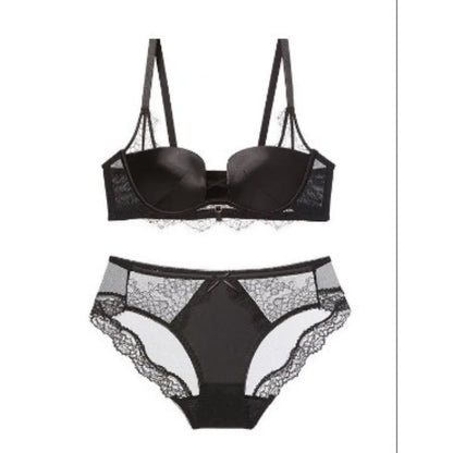 Set Intimo Pizzo Leopardato Chic Stile Francese Reggiseno Push Up Seno Piccolo Antiaccadimento Taglie Comode S-XL Hot Sale Set