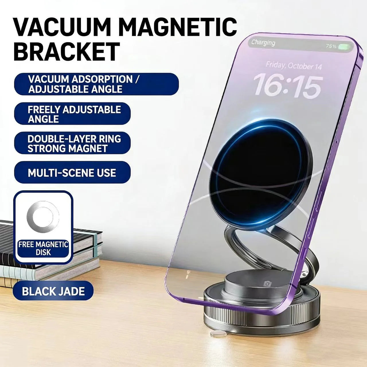 Magnetic Car Phone Holder 360° Rotatable Foldable & Adjustable Magnetic Auto Mount ,Suction Cup Phone Holder for Car/Mirror