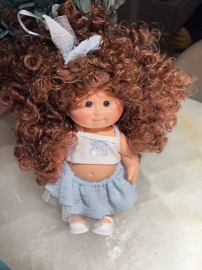 Afu Cute Chubby Face Full Vinyl Cabbage Patch Doll Curly Hair Handmade Collectible Toy For Adult Collection Home Decor