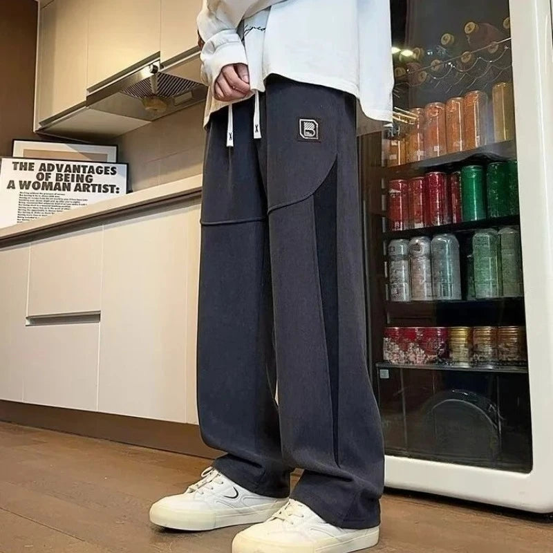 Autumn Winter Men’s Thermal Joggers Soft Fleece Lined Straight Trousers Loose Fit Casual Pants for Outdoor School