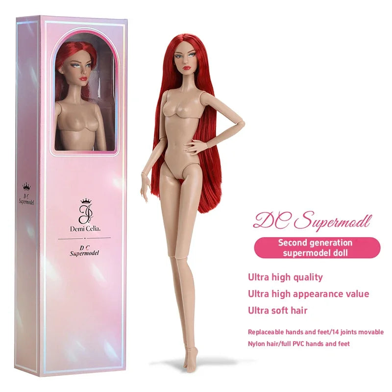 32CM 1/6 Scale Supermodel Fashion Doll In Gift Box Movable Mannequin Figure Nylon Hair Posable Dress-Up Doll For Outfit Making