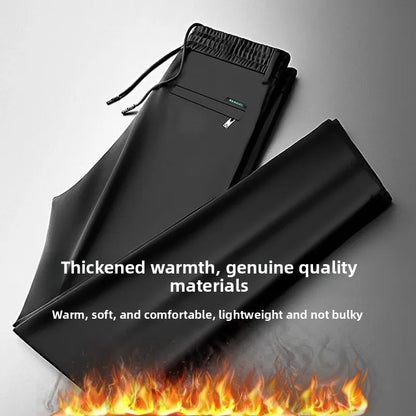 Men's Casual Straight Leg Pants Elastic Waist Mid-aged Large Size Business Long Trousers Autumn Winter New Arrival